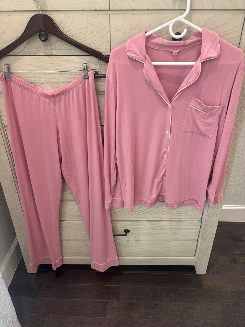 Eberjey Pink Long-Sleeve Button Pajama Set